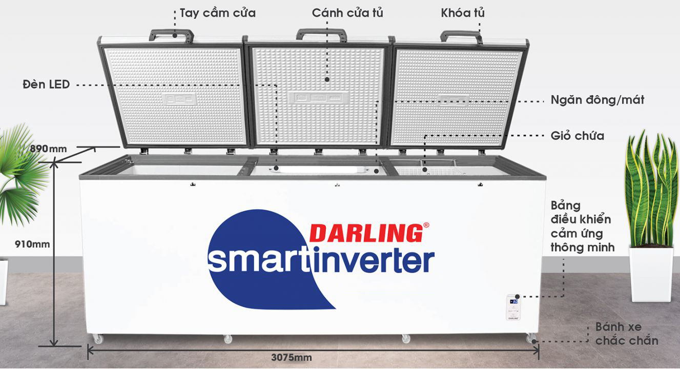 Tủ đông Darling 1700 lít DMF-1579 ASI Smart Inverter