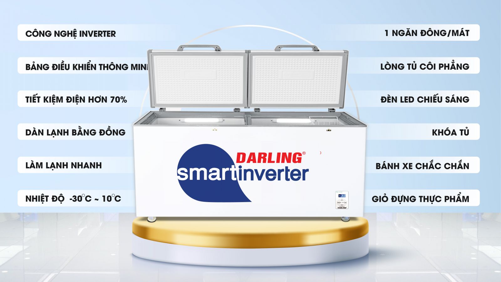 Tổng quan tính năng Tủ đông Darling 970 lít DMF-9779 ASI Smart Inverter