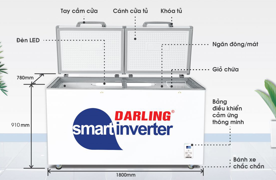 Tủ đông Darling 870 lít DMF-8779 ASI Smart Inverter