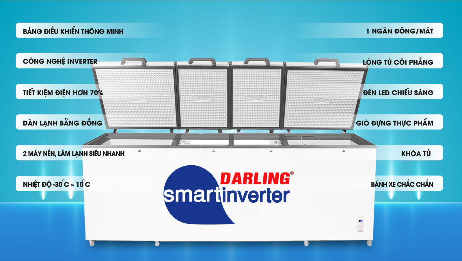 Tủ đông Darling 2100 lít DMF-1779 ASI Smart Inverter 6 Tủ đông Darling 2100 lít DMF-1779ASI Smart Inverter - Tính Năng