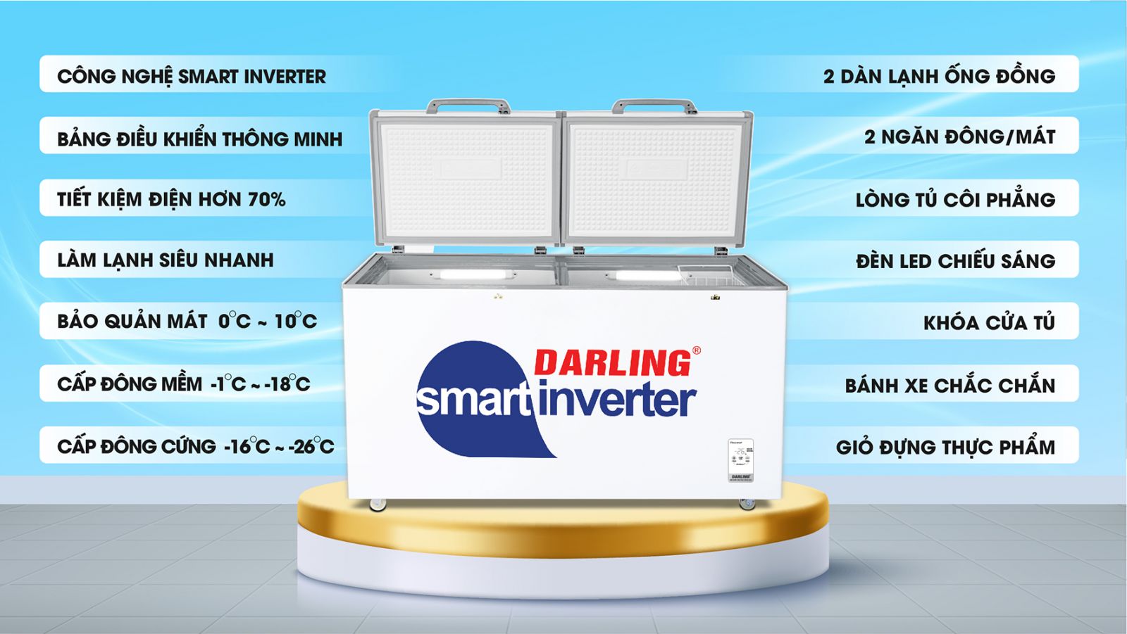 Giới thiệu Tủ đông Darling 360 lít DMF-3699WSI-4 Smart Inverter