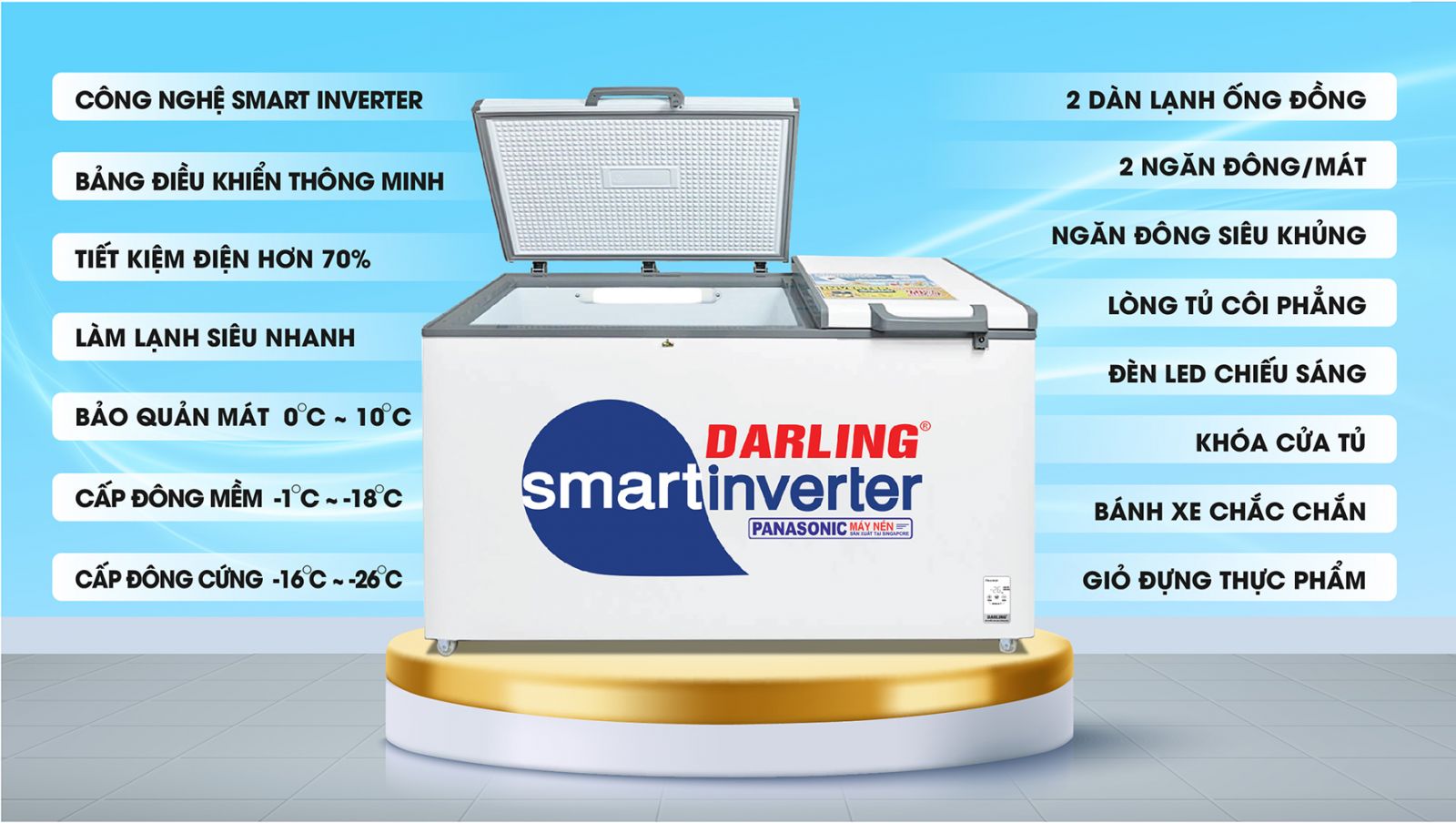 Giới thiệu Tủ đông mát Darling 770l DMF-7699WSI-4