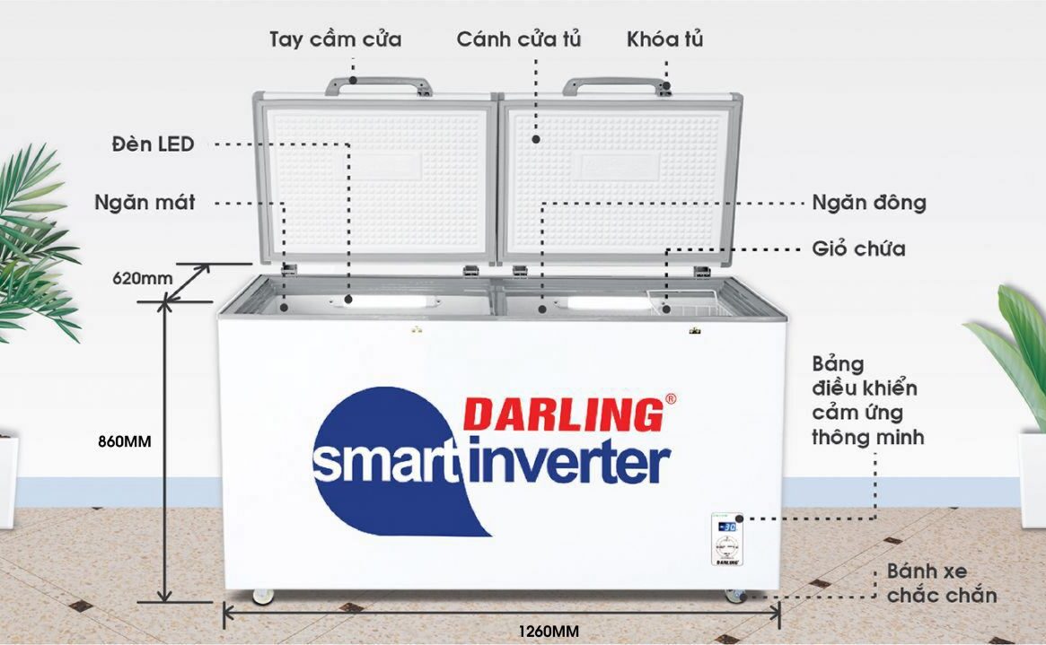 Tủ đông mát Darling 360 lít DMF-3699WSI-4 Smart Inverter Cao Cấp