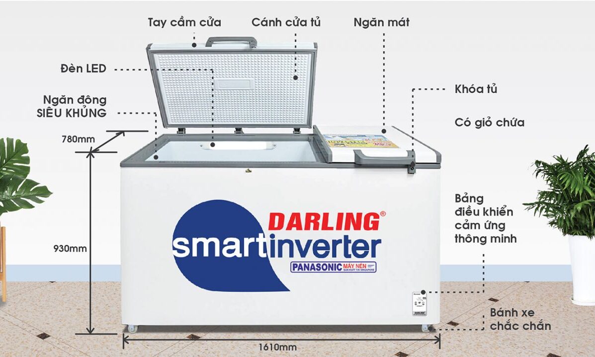Tủ đông mát Darling 770 lít DMF-7699WSI-4 Smart Inverter Cao Cấp