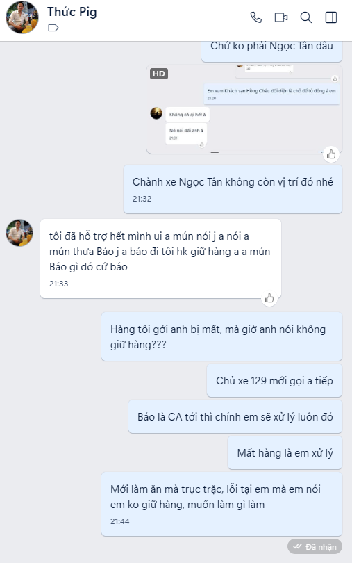 Vận Tải Thức Pig 0965.462.520 và Vận Tải Ngọc Tân 032.737.3837 lừa đảo không ?