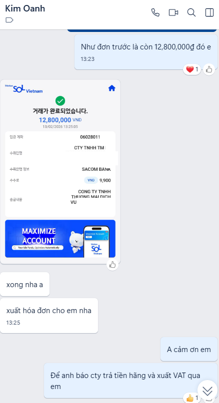 Vận tải Ngọc Tân 032.737.3837 đã hoàn tất đơn hàng cho Điện máy Ngọc Long