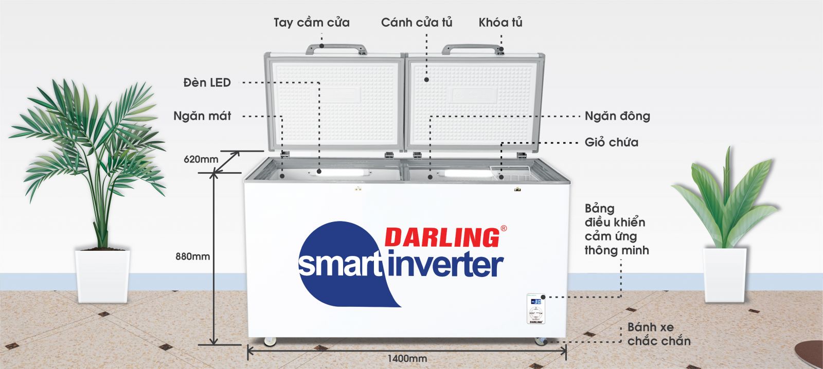Tủ đông mát Darling 450 lít DMF-4699WSI Smart Inverter