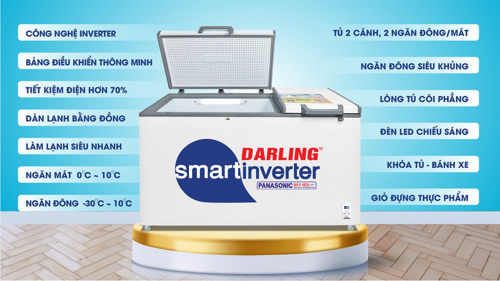 Tủ đông mát Darling 770 lít DMF-7699WSI Smart Inverter 8 Giới thiệu Tủ đông Darling 770 lít DMF-7699WSI Smart Inverter